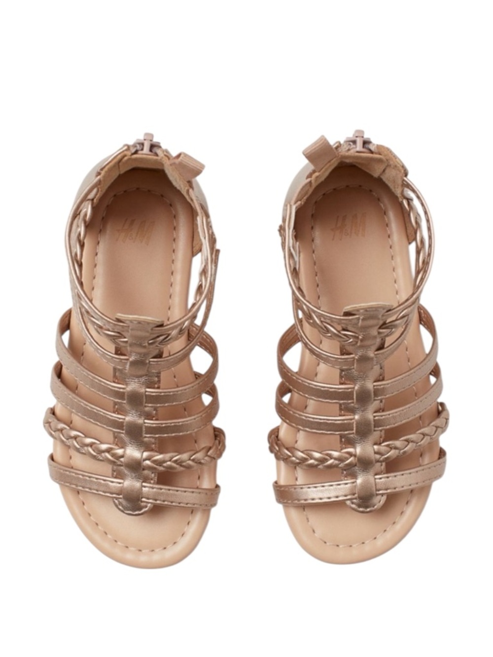 H&M Girls Metallic Rose Gold Braided Gladiator Sandals